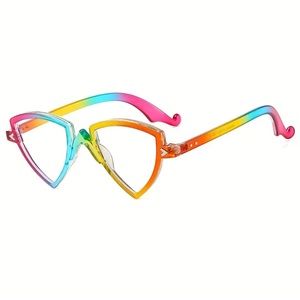 Colorful Triangle Clear Lens Glasses